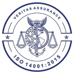 Veritas Assurance mark — ISO 14001:2015 certified, environmental management
