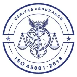 Veritas Assurance mark — ISO 45001:2018 certified, occupational health and safety