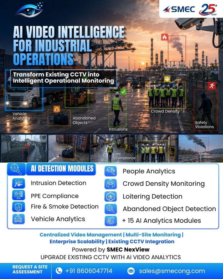 AI video analytics detecting PPE compliance, vehicles, intrusions and fire at an industrial oil and gas site